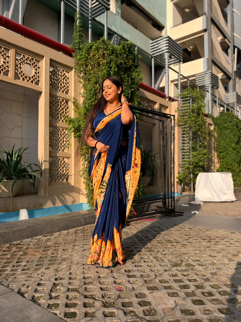 Naqsh – Pichwai Floral Printed Saree | Pure Crepe
