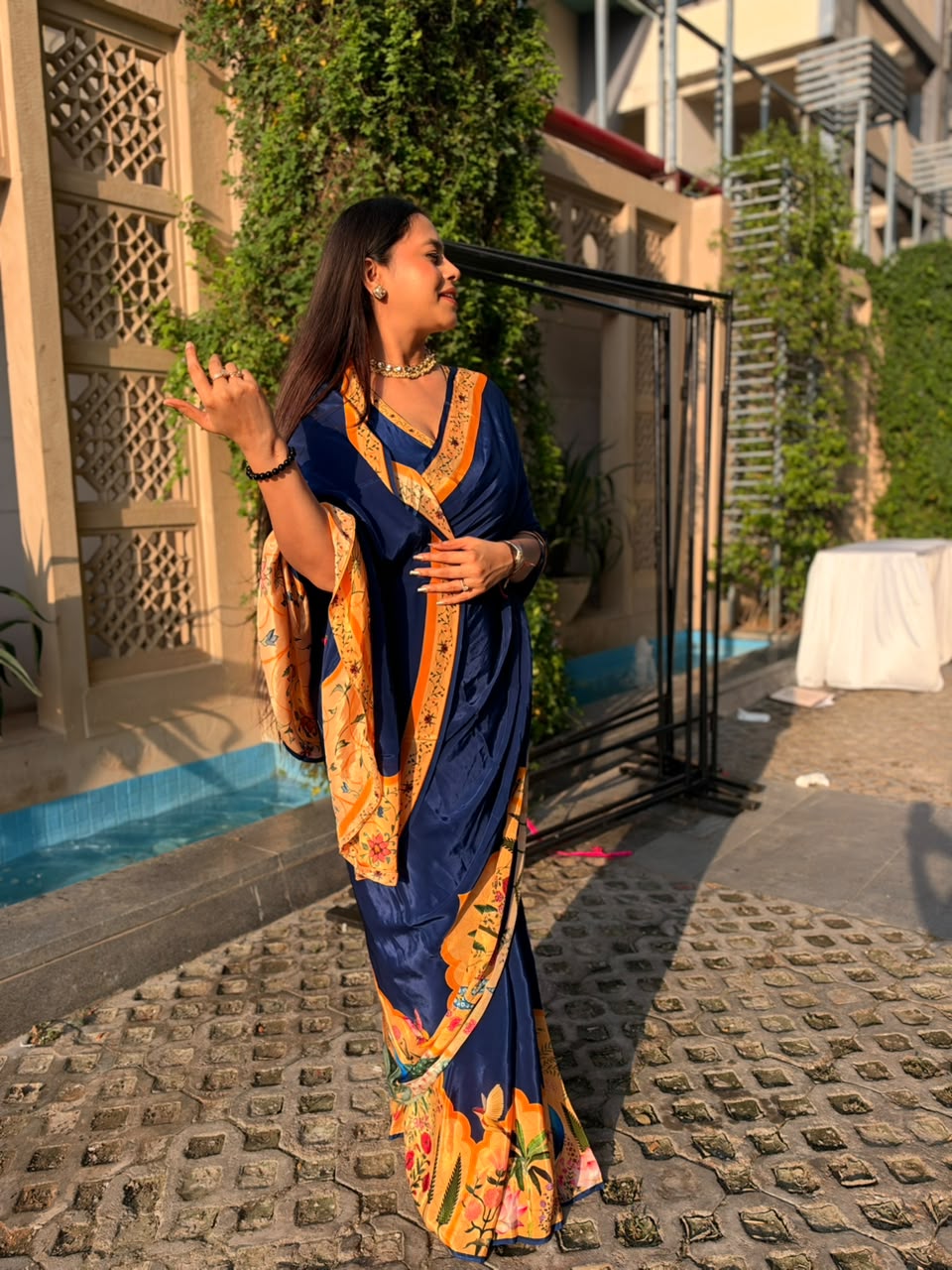 Naqsh – Pichwai Floral Printed Saree | Pure Crepe