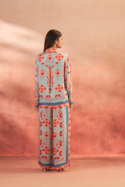 Samudra – Oceanic Blue &amp; Orange Coord Set Elegance