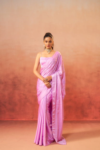 Shabnam – Lilac Saree with Pearl Border &amp; Embroidery