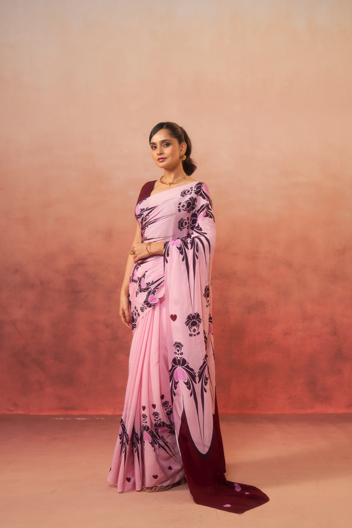 Gulnaar (Pink with Maroon Motifs Saree)