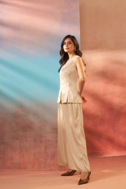 Ivory Aura – Beige Coord Set for Semi-Formal Elegance