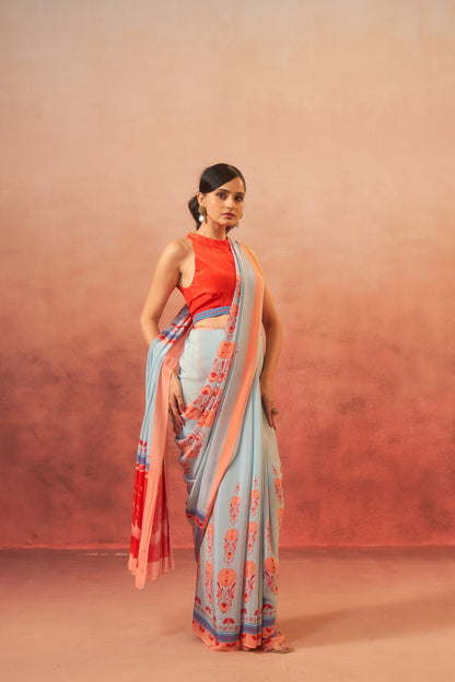 Samudra – Waves of Blue &amp; Orange Elegance