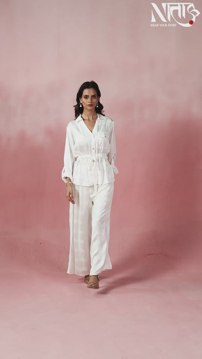Ivory Check - White Premium Coord Set with Wrap Sleeves