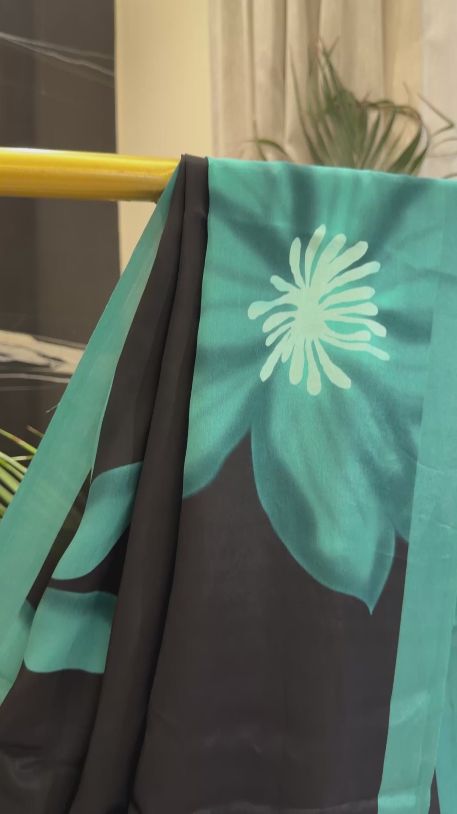 Shyamhari-Black Saree with Green Bloom