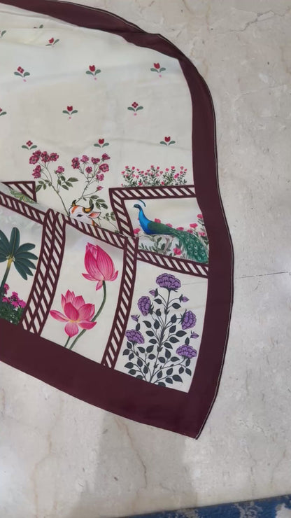 Madhuban – Artistic Floral Printed Saree | Pure Crepe