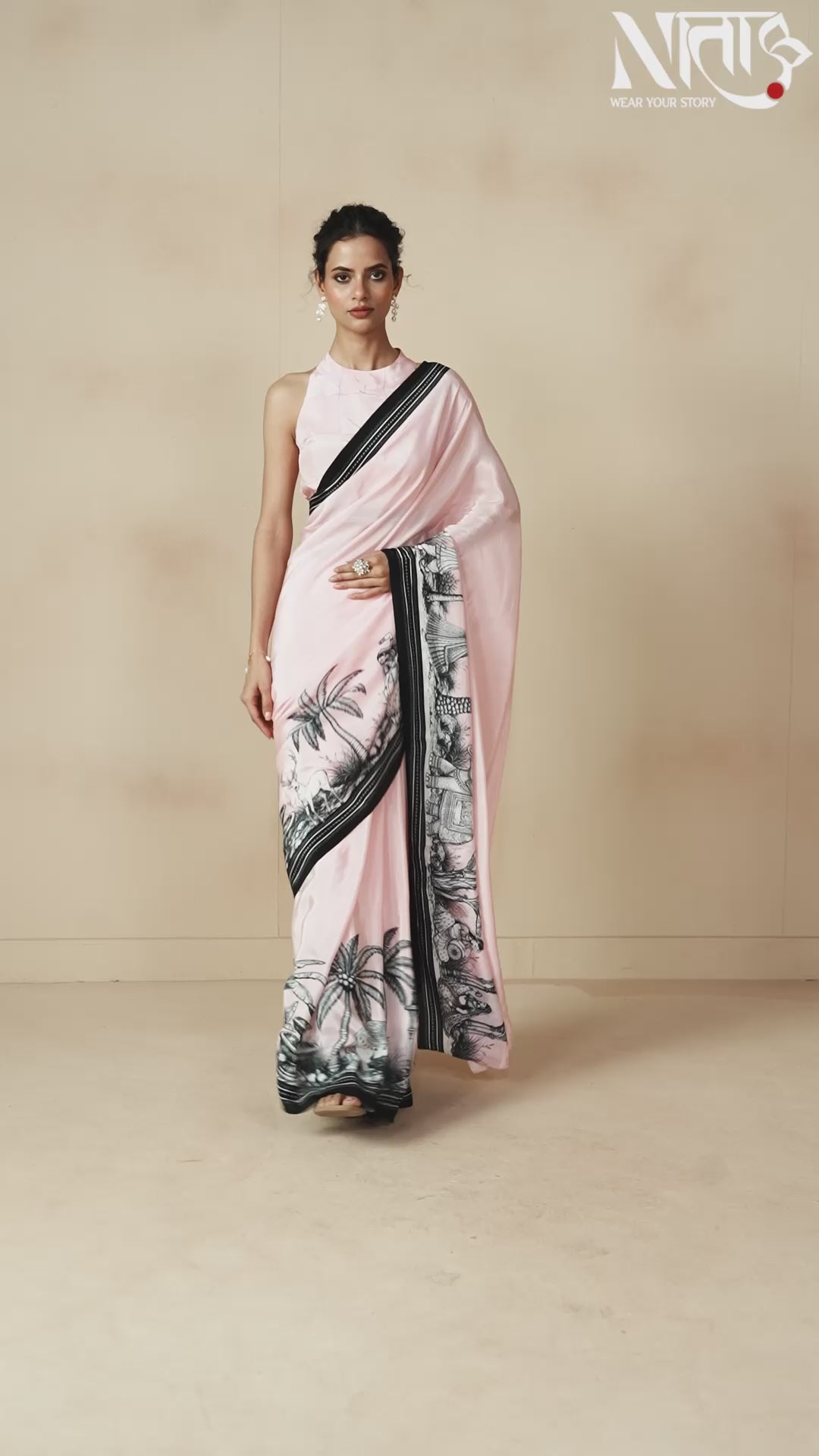 Gulraas – Pink Drape Adorned with Kalamkari Motifs