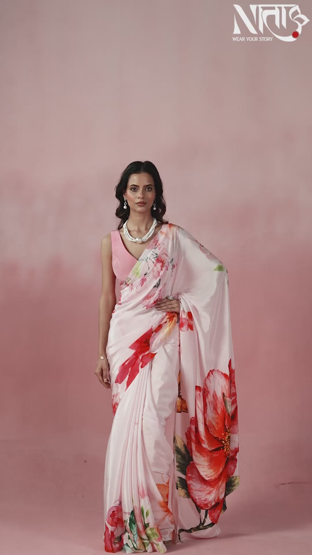 Pankh- Soft Pink Elegance with Delicate Floral Borders