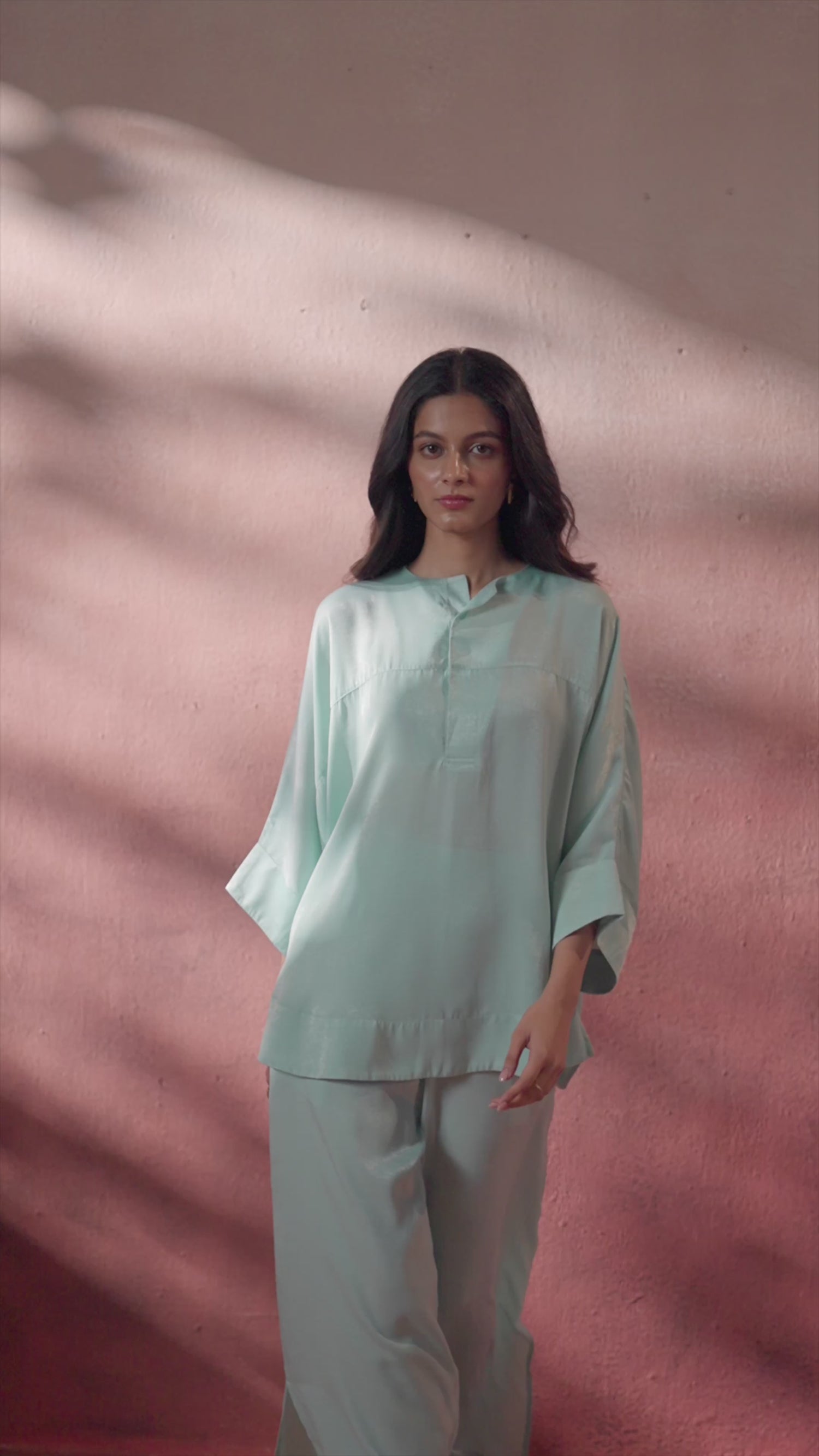 Verde Breeze (Cyan Green Cordset – Slit Pants)