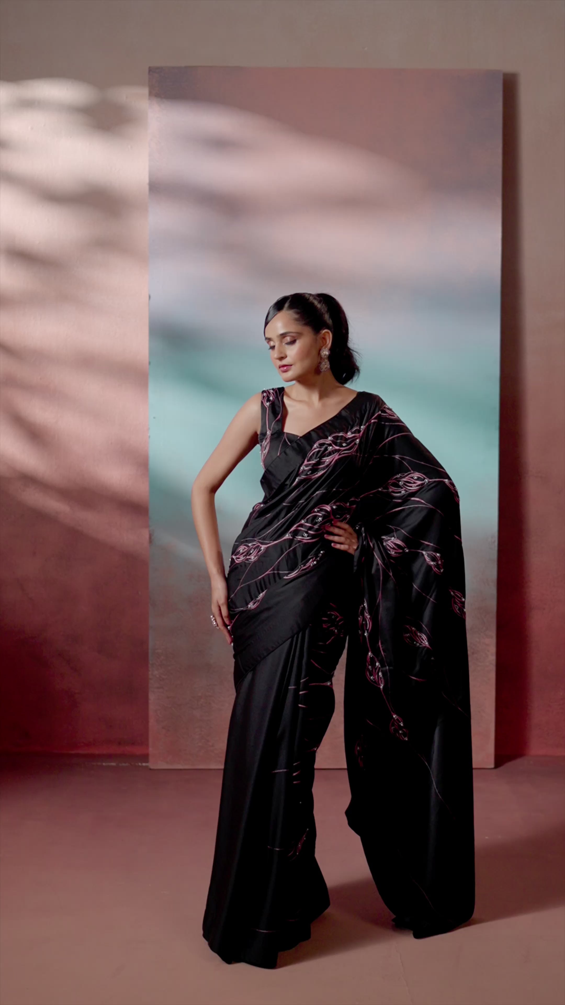 Sitara – Black Elegance Adorned with Pearls