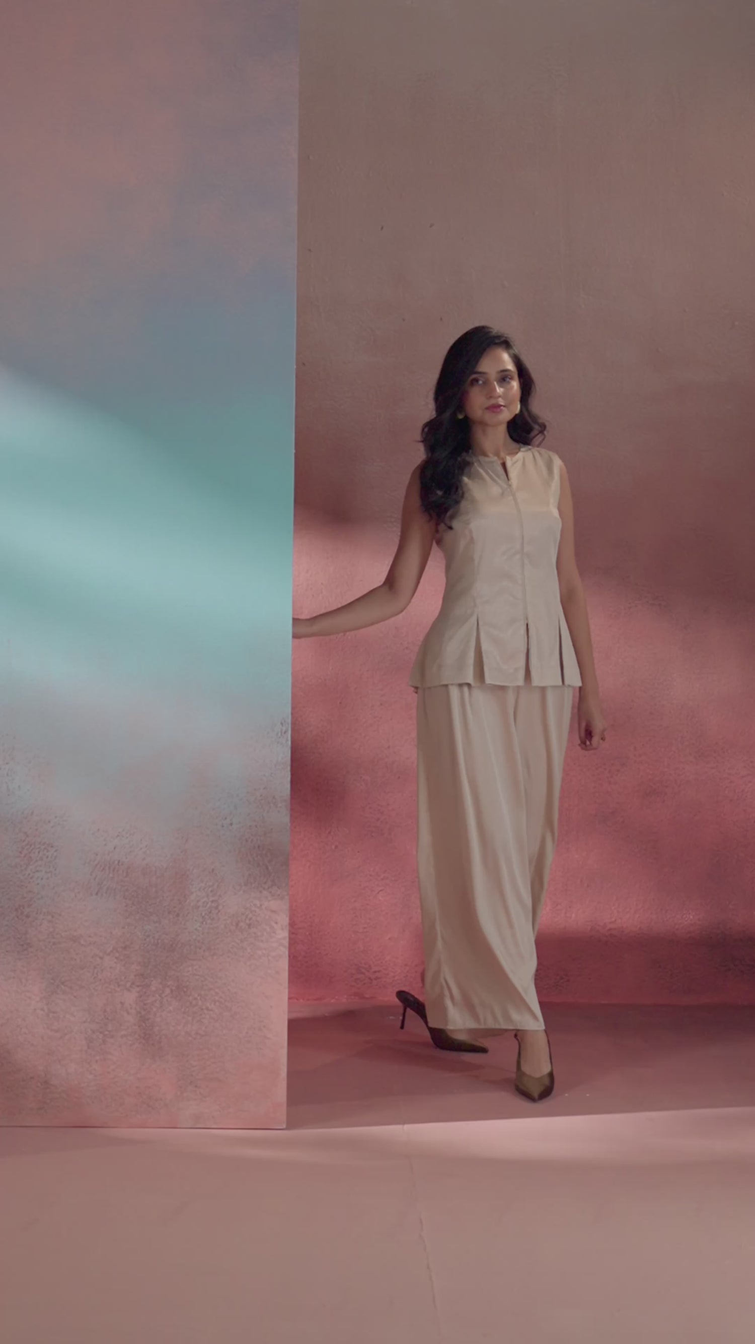 Ivory Aura – Beige Coord Set for Semi-Formal Elegance