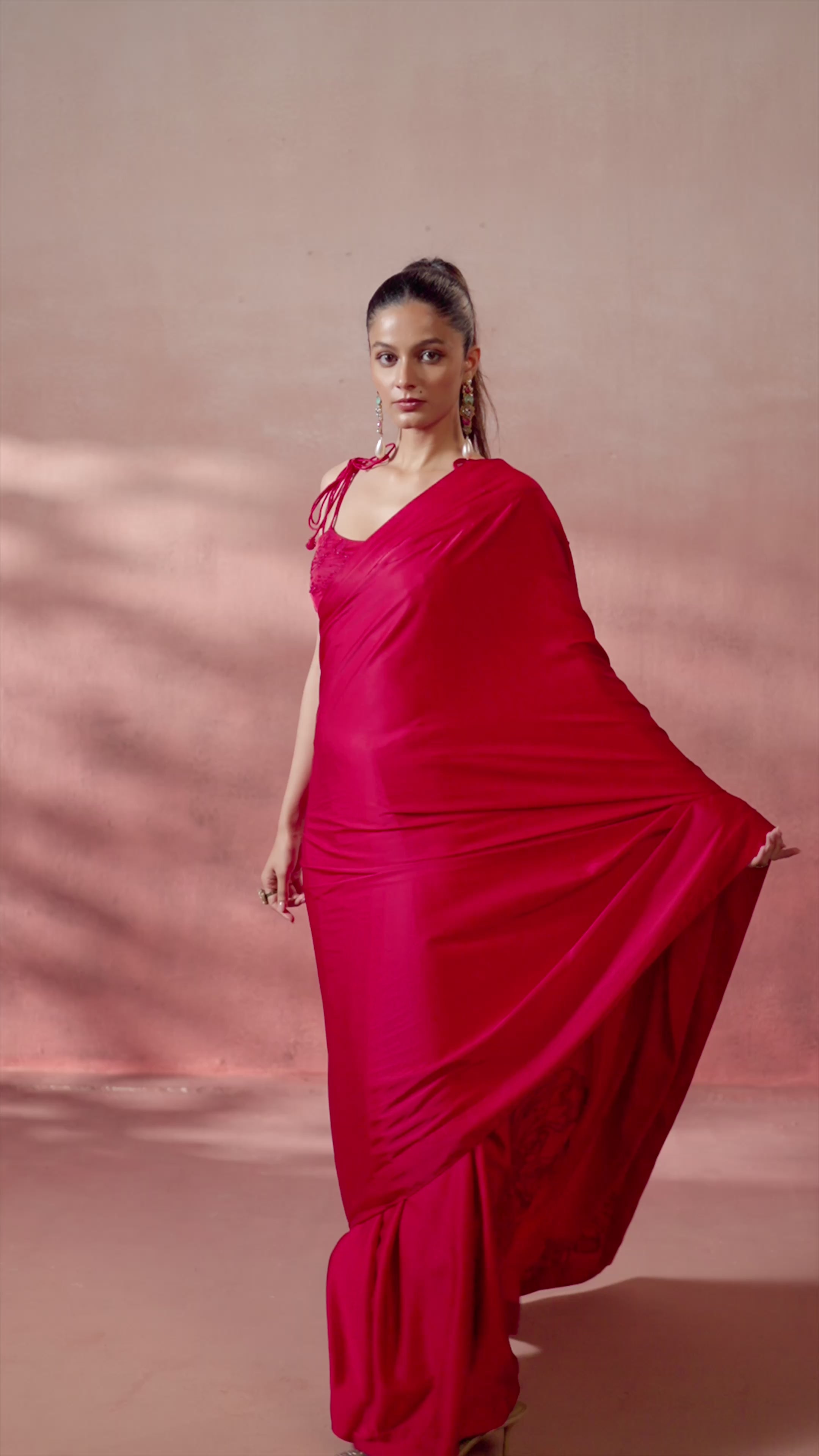 Gul-e-Noor – Hand-Embroidered Red Saree